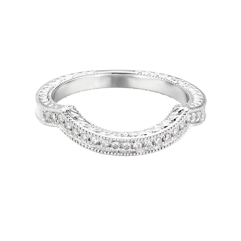 14K White Gold Curved Natural Diamond  Band MZ5659