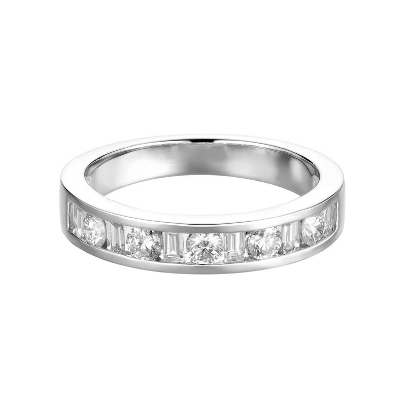 14K White Gold Channel Setting Natural Diamond  Wedding Band MZ6753