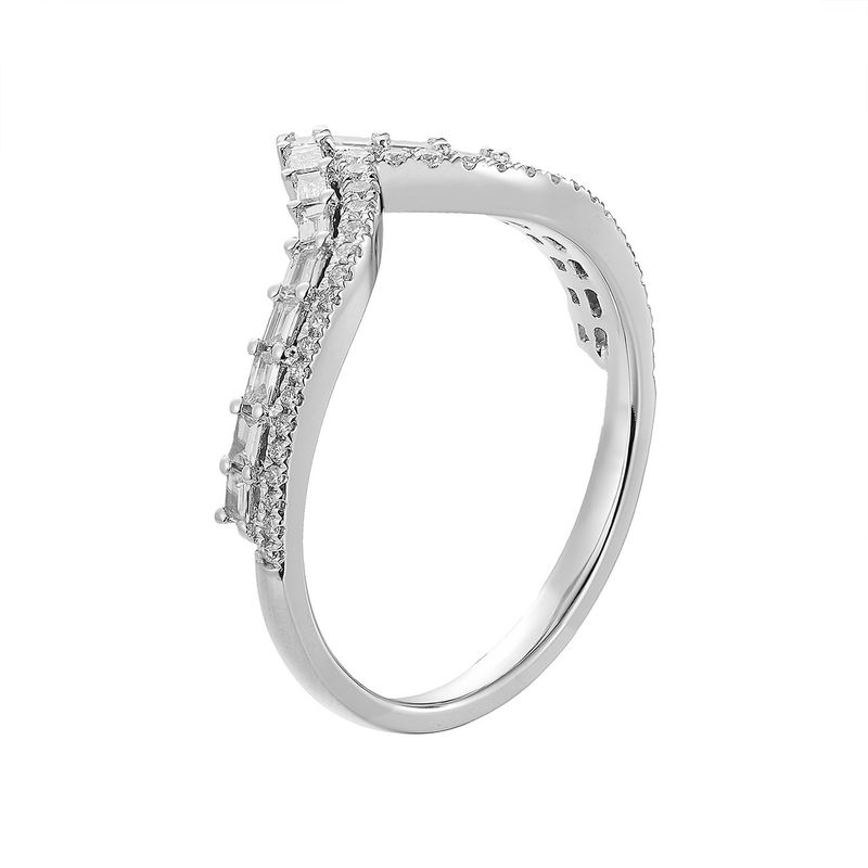 14K White Gold Natural Diamond  Curved Wedding Band MZ5014-T
