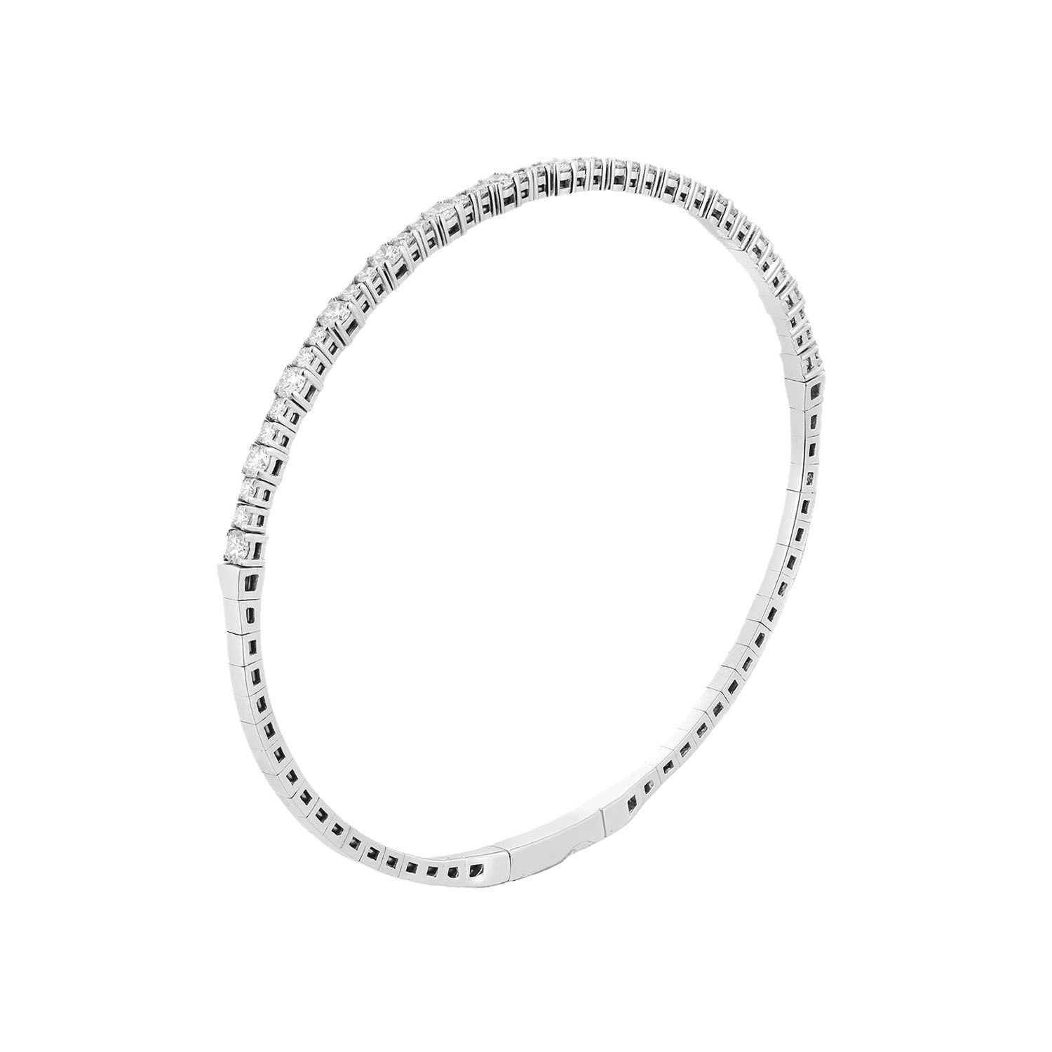 14K White Gold Round Natural Diamond  Bangle MZ2386