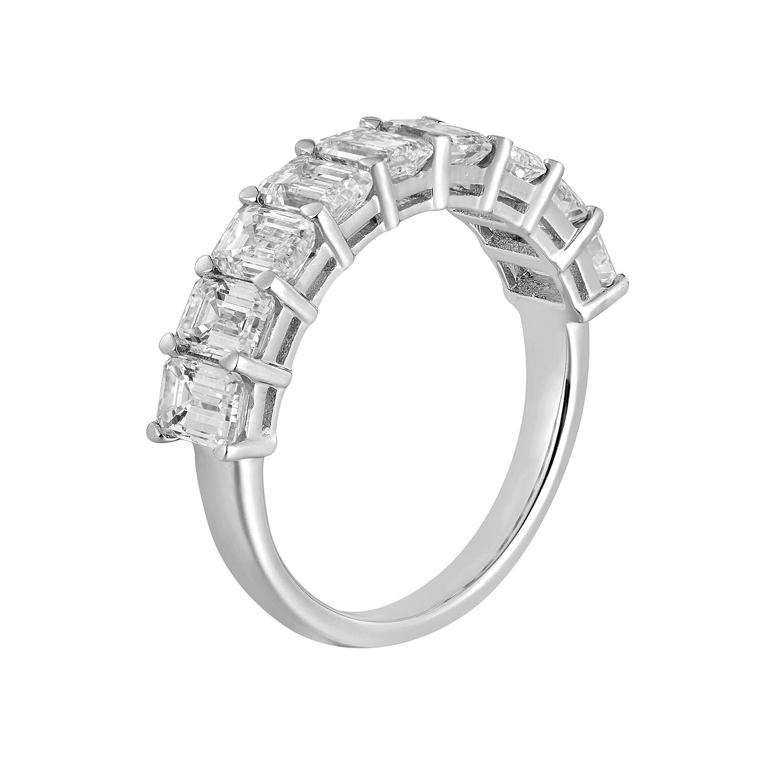 14K White Gold Emerald Natural Diamond  Wedding Band MZ11468