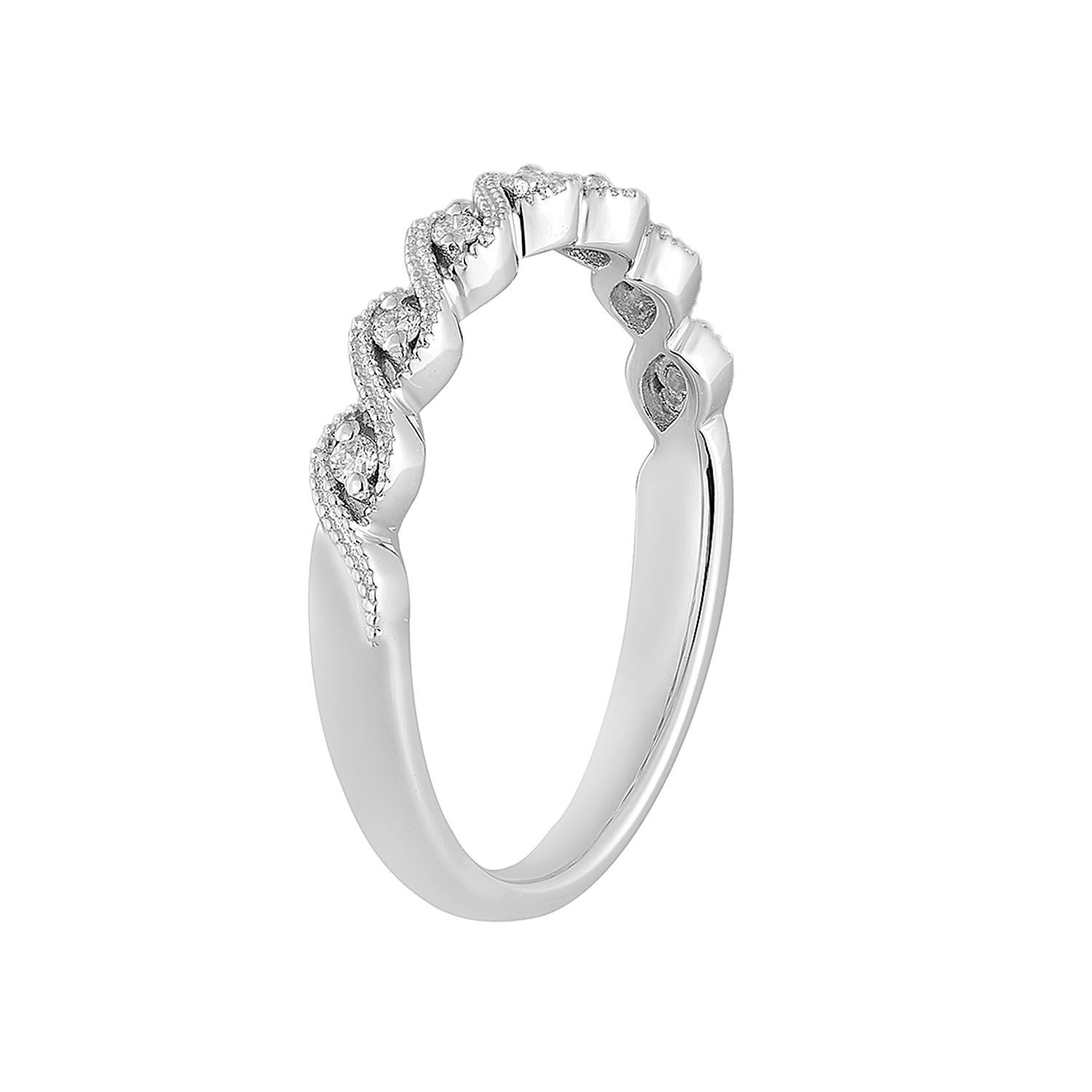 14K White Gold Round Natural Diamond  Wedding Band MZ12109