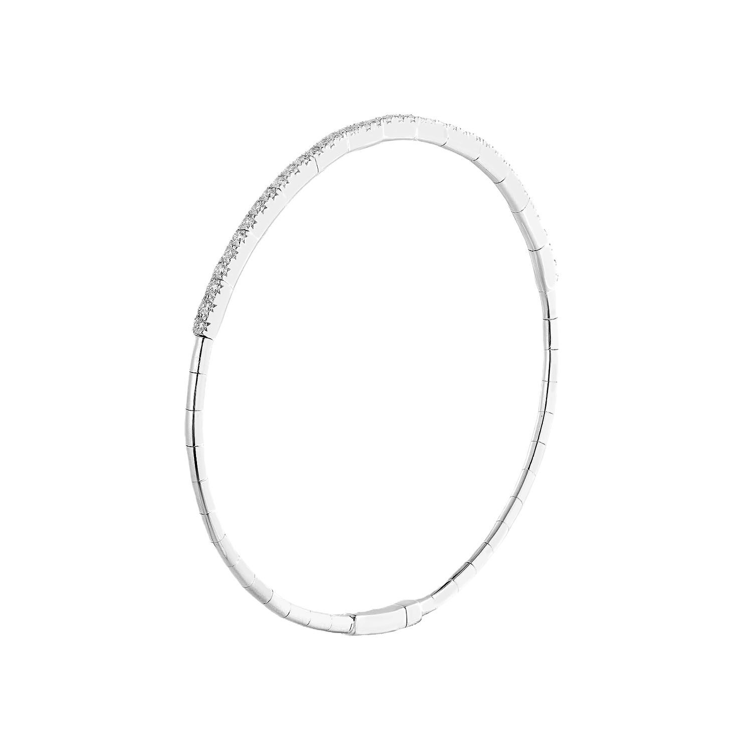14K White Gold Round Natural Diamond  Bangle MZ2390