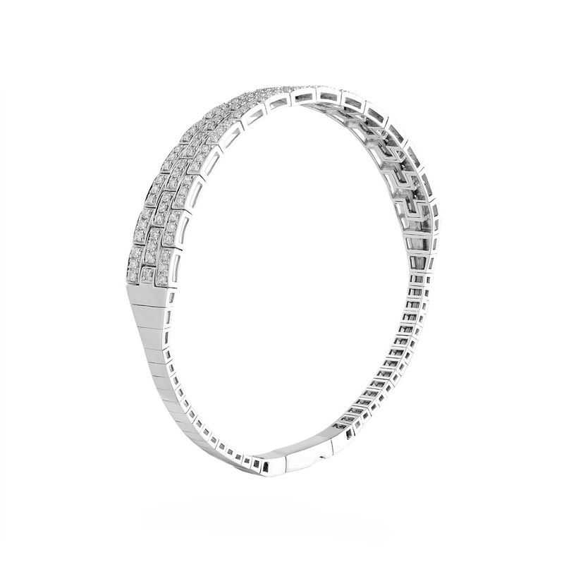 14K White Gold Round Natural Diamond  Bangle MZ2391 Natural Diamond
