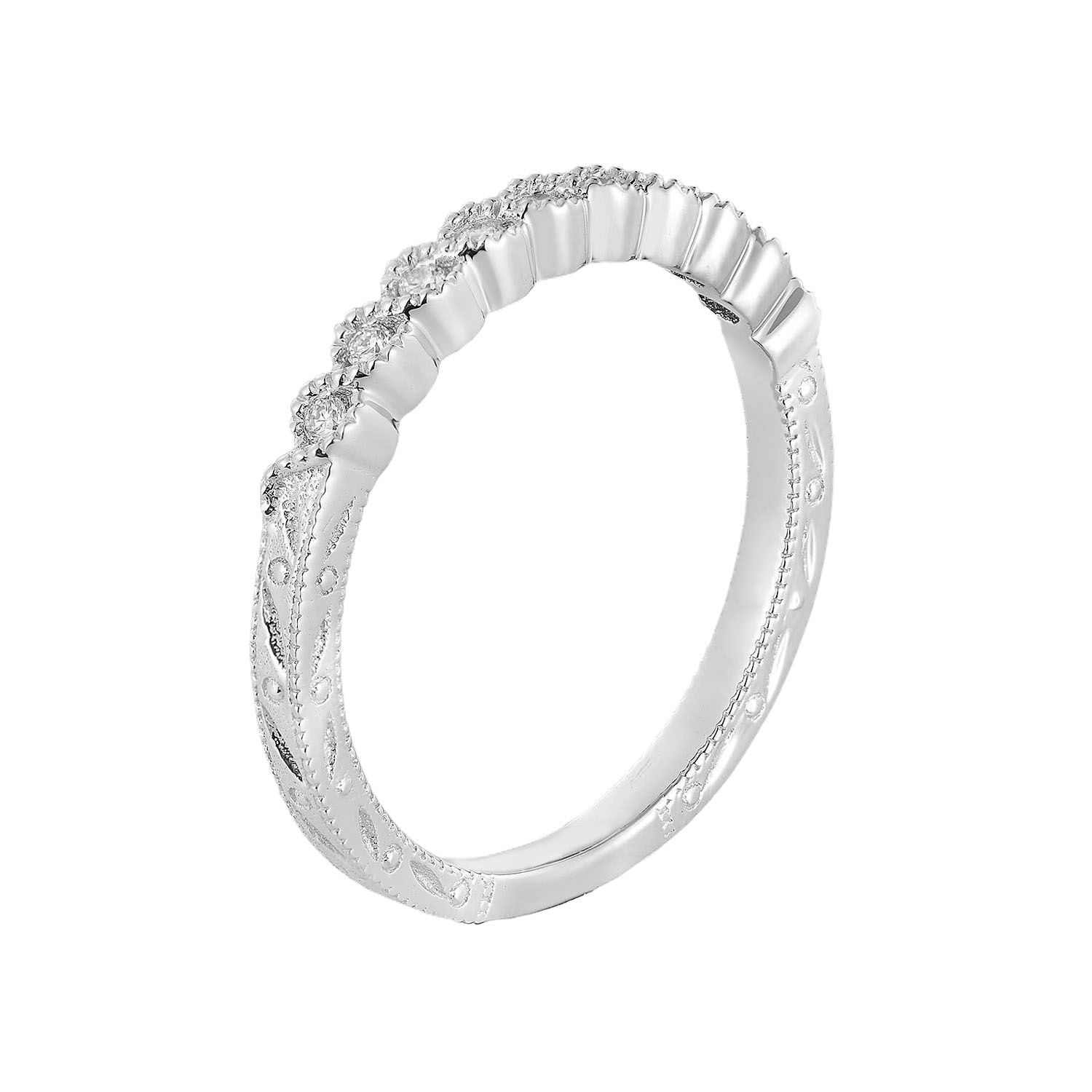 14K White Gold Round Natural Diamond  Wedding Band MZ11428