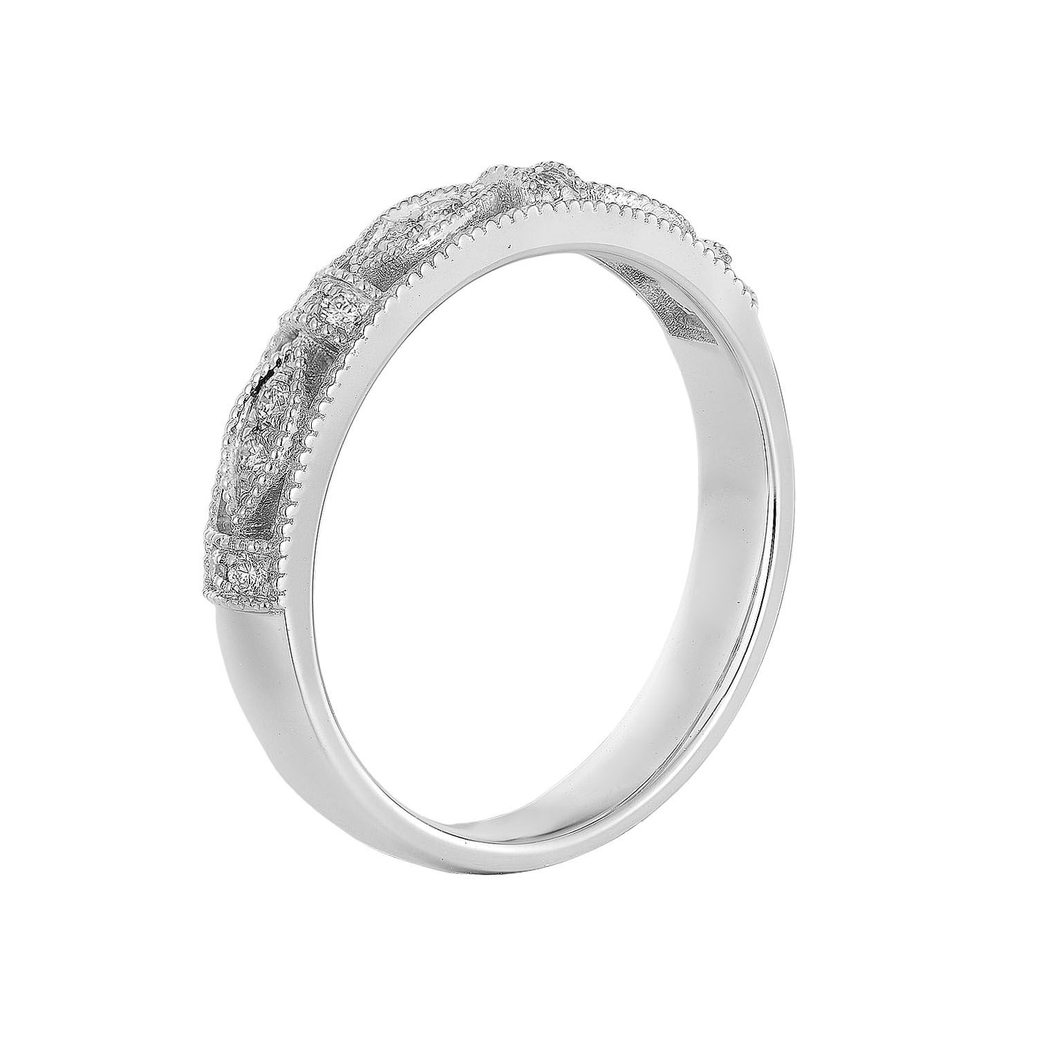 14K White Gold Round Natural Diamond  Wedding Band MZ11121