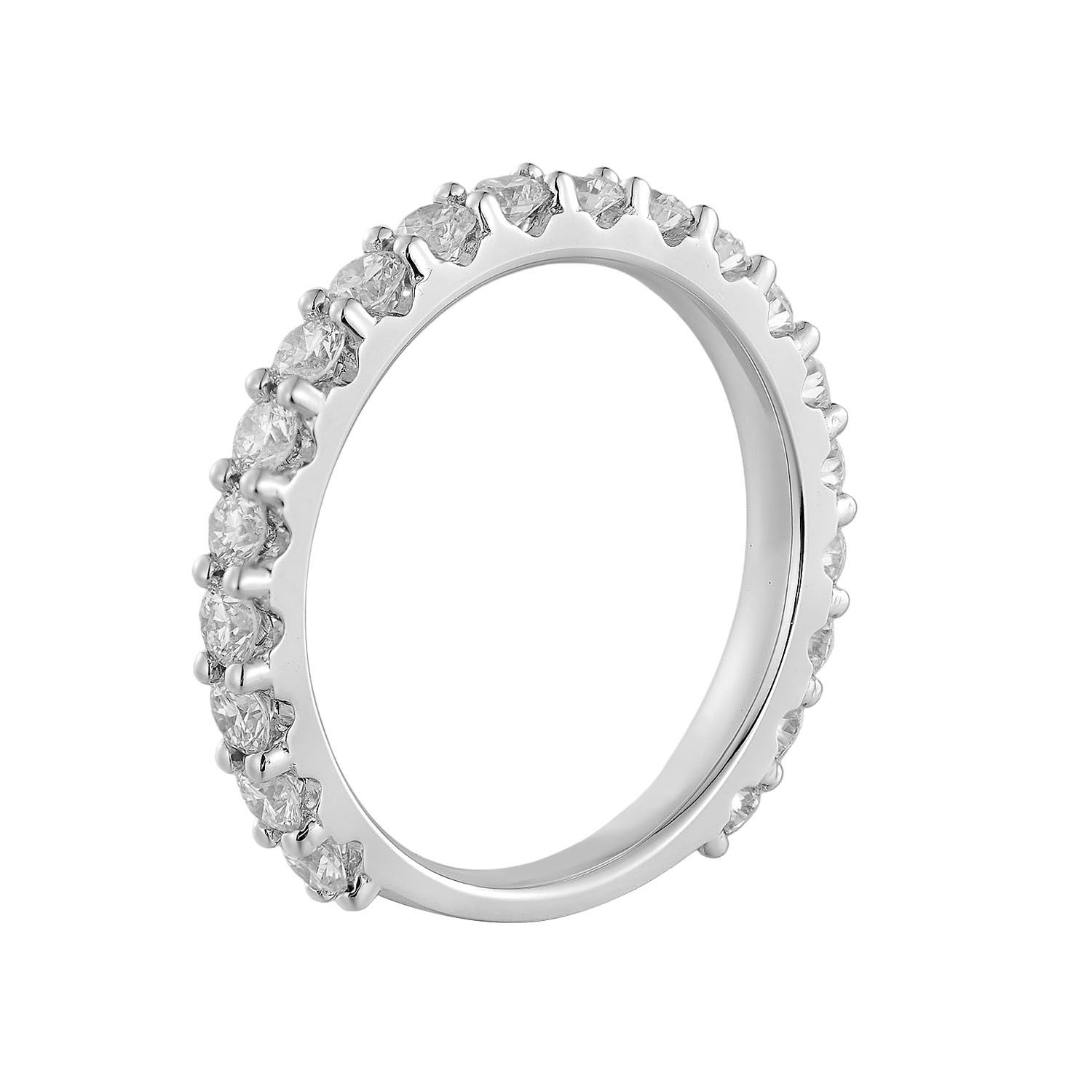 14K White Gold Round Natural Diamond Wedding Band MZ11138