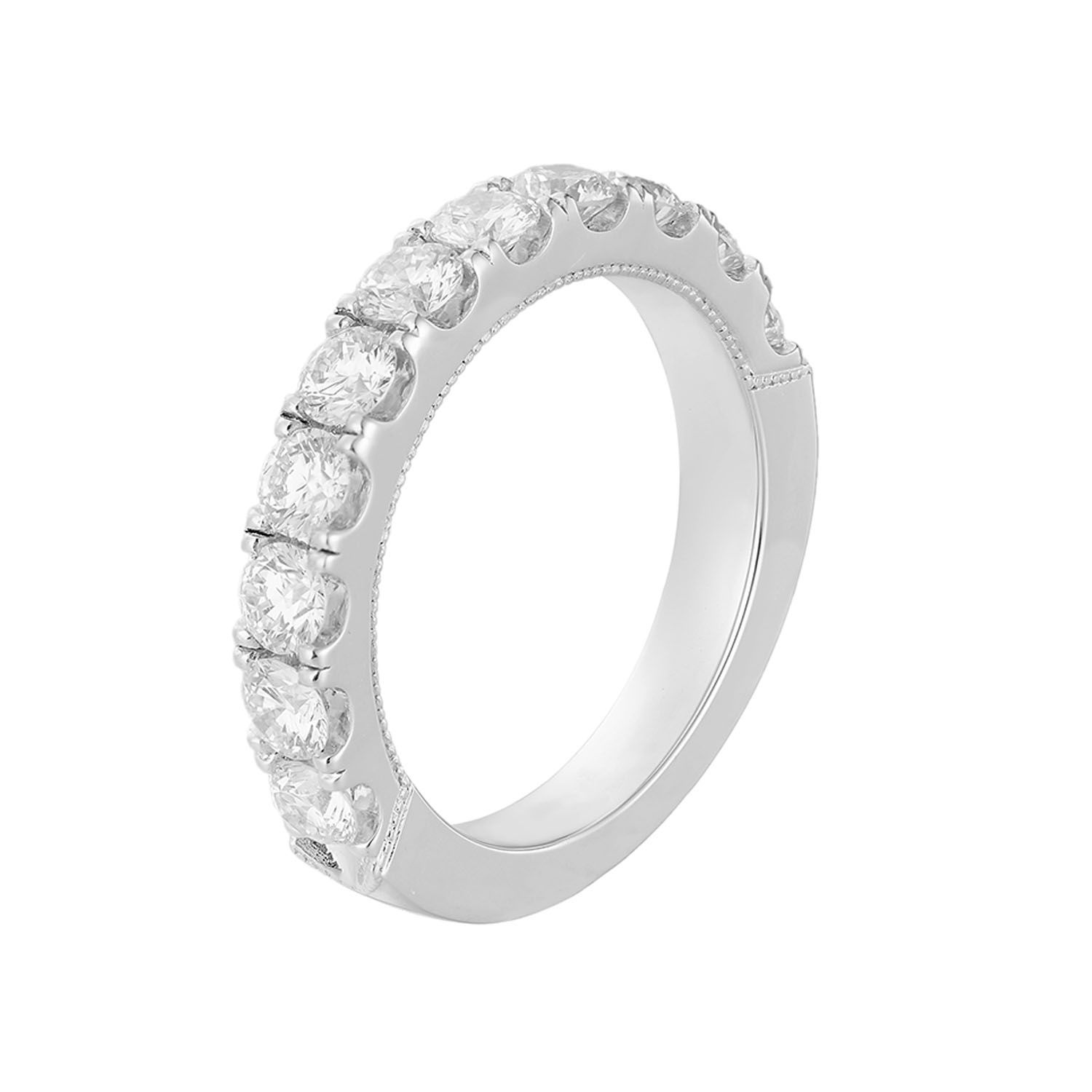 14K White Gold Round Natural Diamond  Wedding Band MZ5805-1