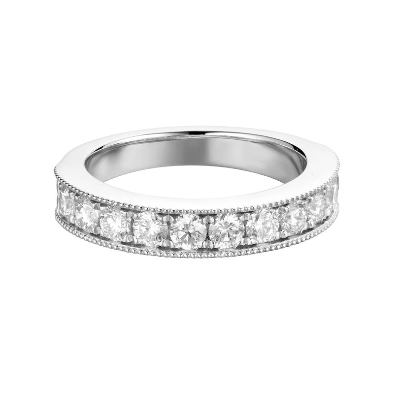14K White Gold Round Natural Diamond  Wedding Band MZ5803