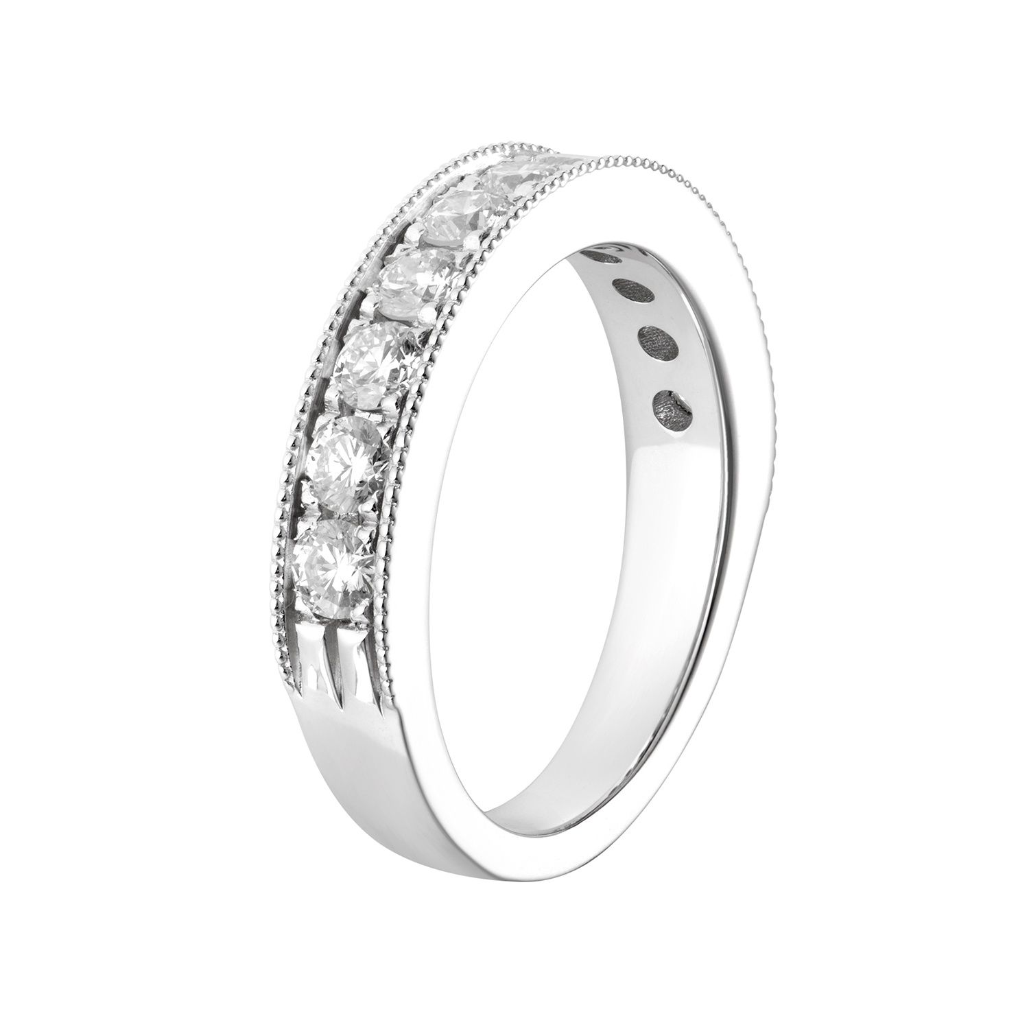 14K White Gold Round Natural Diamond  Wedding Band MZ5803
