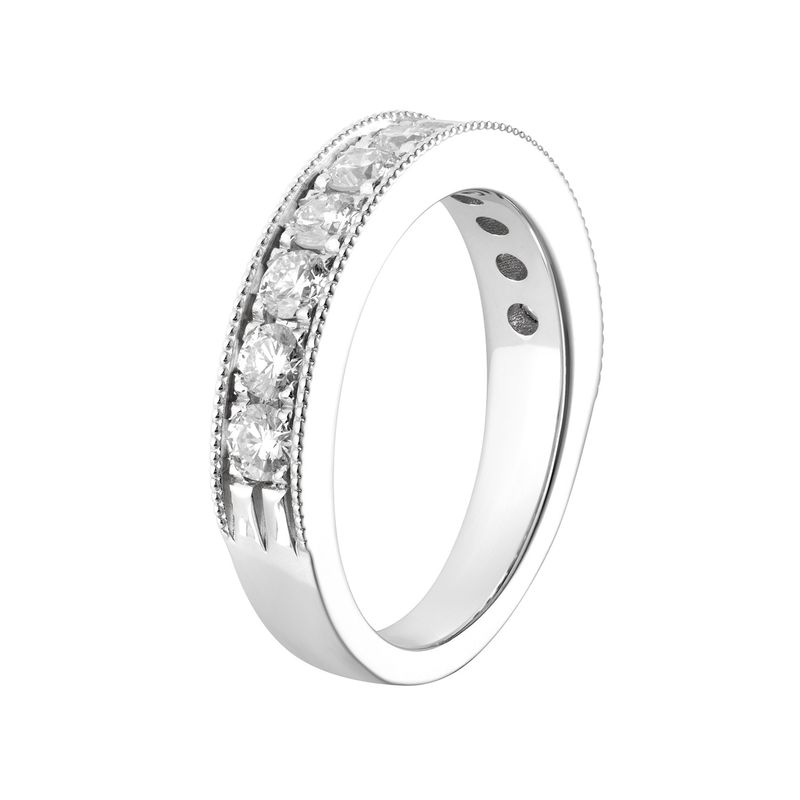 14K White Gold Round Natural Diamond  Wedding Band MZ5803