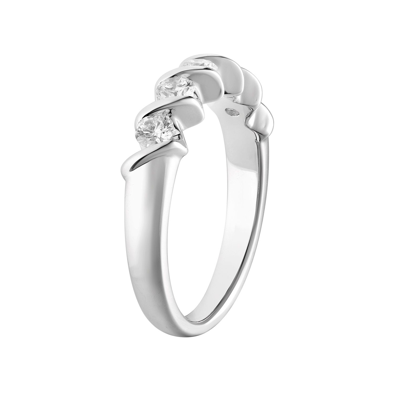 14K White Gold Round Natural Diamond  Wedding Band MZ7365
