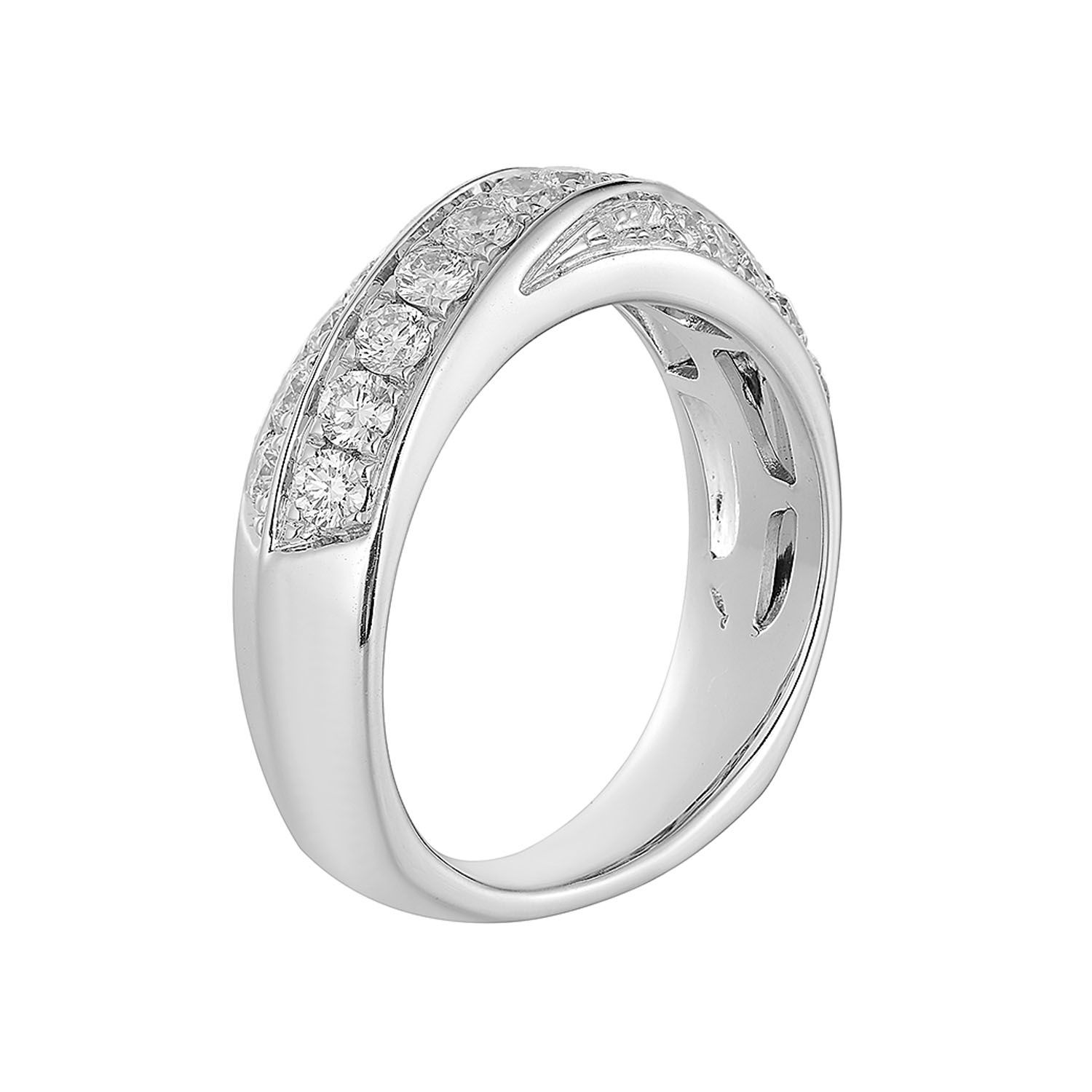 14K White Gold Round Natural Diamond  Wide Band MZ72951