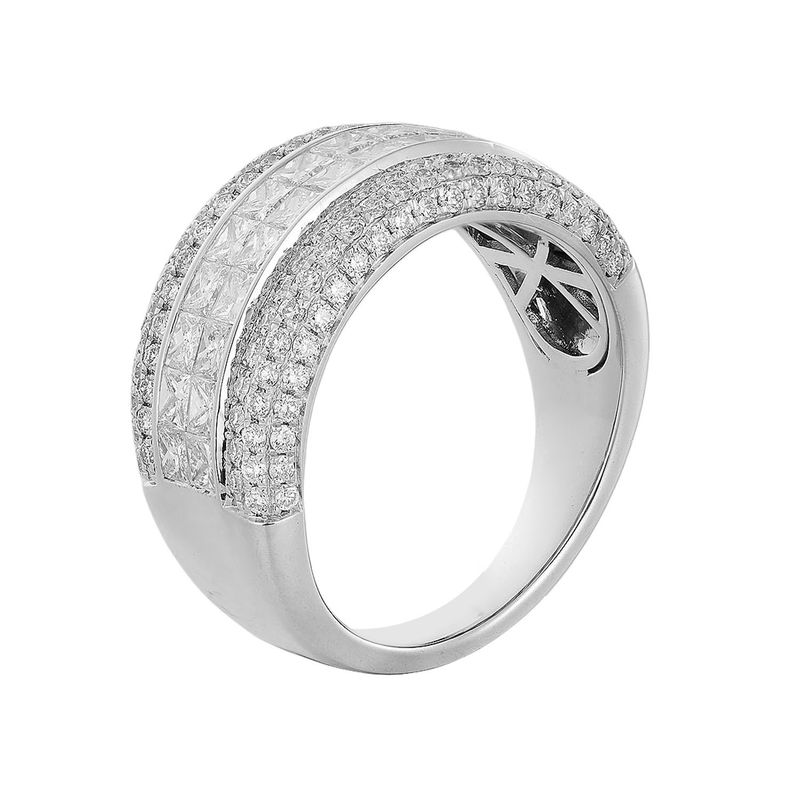 14K White Princess-cut Natural Diamond s Wedding Band MZ11132