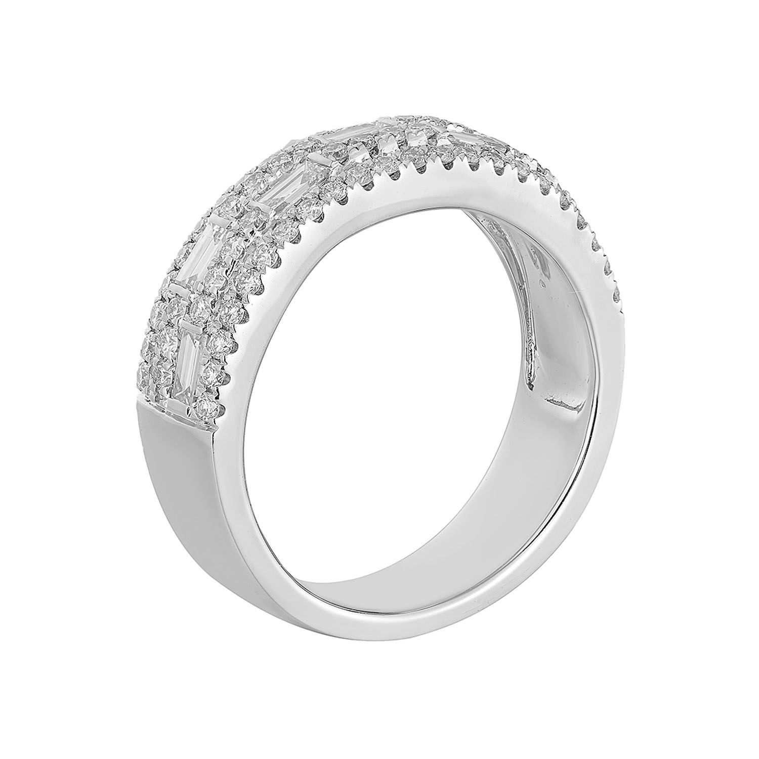 14K White Gold Round Natural Diamond  Wide Band MZ11125