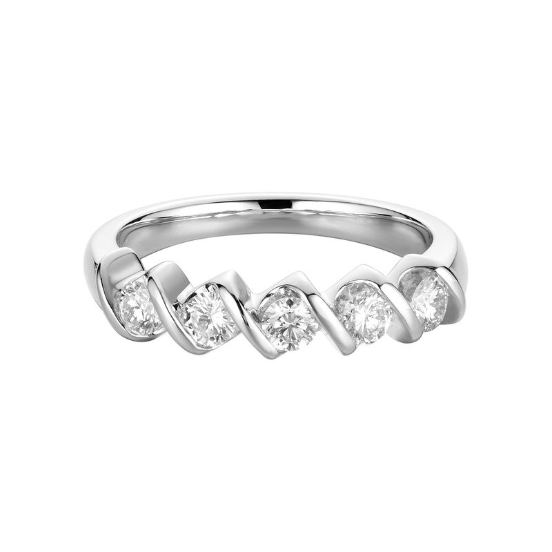 14K White Gold Round Natural Diamond  Wedding Band MZ7365