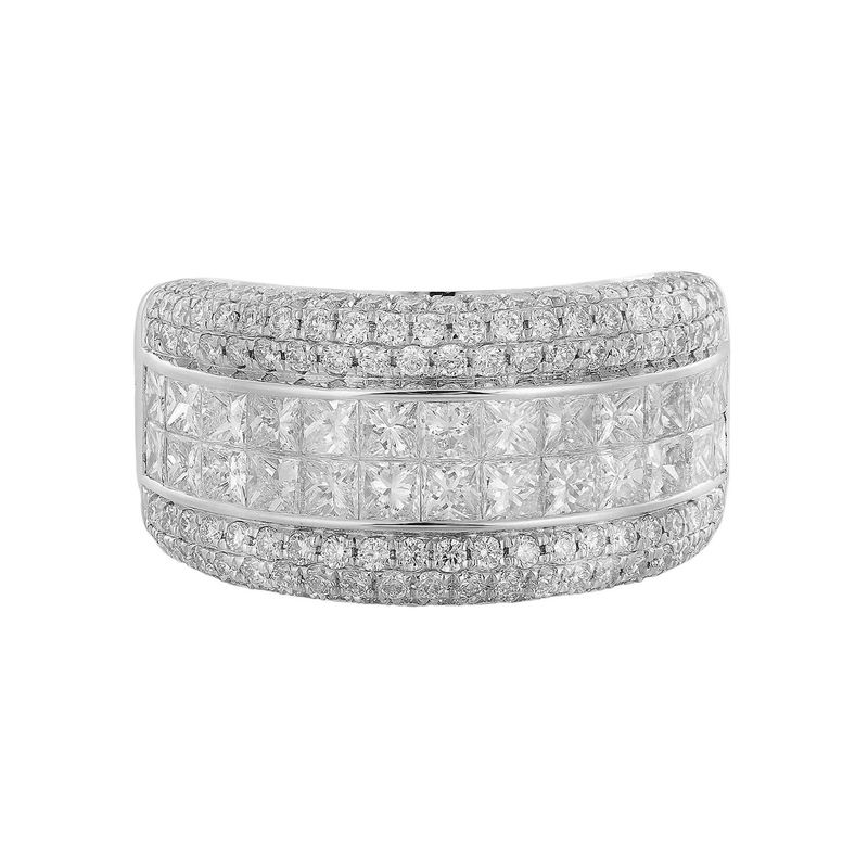 14K White Princess-cut Natural Diamond s Wedding Band MZ11132