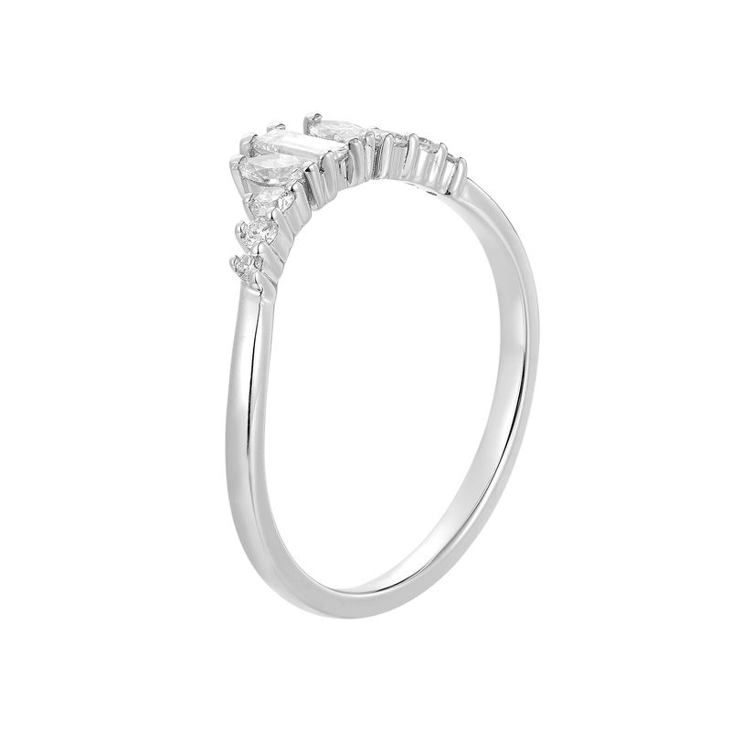 14K Yellow Gold Marquise Baguette Natural Diamond Curved Band MZ5032