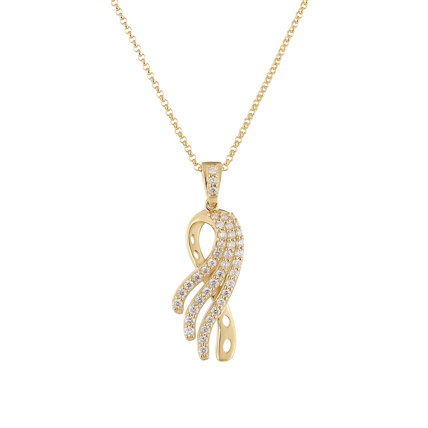 14K Yellow Gold Round Natural Diamond  Pendant Necklace MZ71974 Natural Diamond