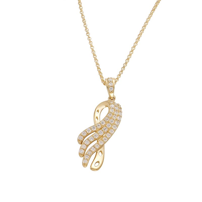 14K Yellow Gold Round Natural Diamond  Pendant Necklace MZ71974 Natural Diamond
