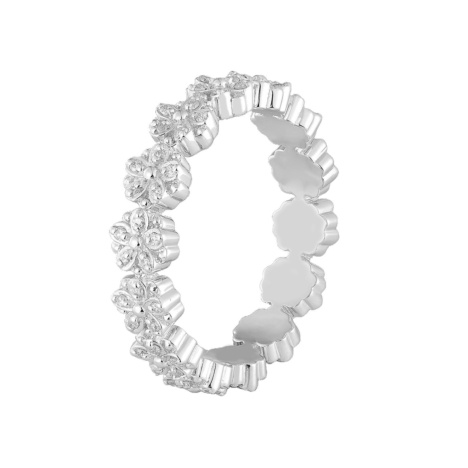 14K White Gold Natural Diamond  Floral Eternity  Band  MZ12118