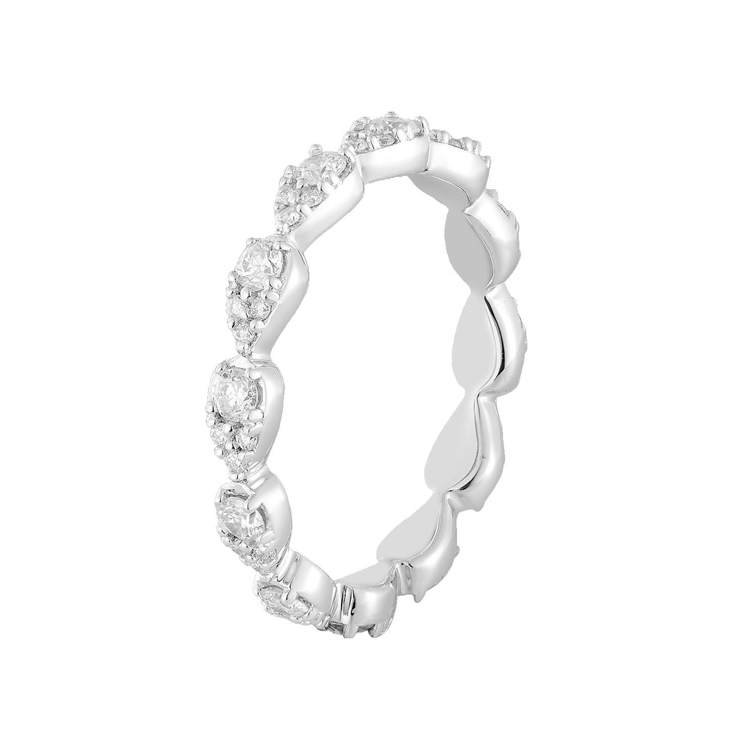Eternity Band 14K White Gold Round Natural Diamond  Wedding Band MZ12119