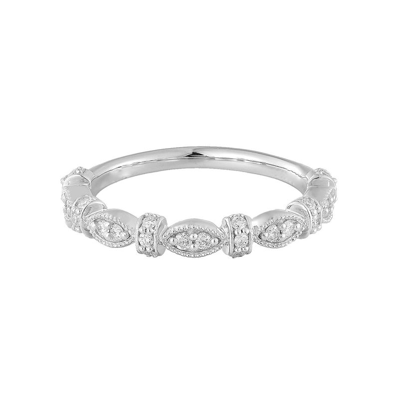 14K White Gold Round Natural Diamond  Wedding Band Natural Diamond MZ12117