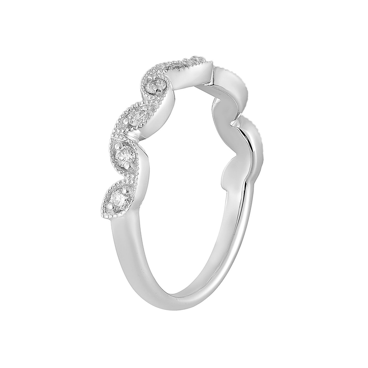 14K White Gold Round Natural Diamond  Wedding Band MZ12114