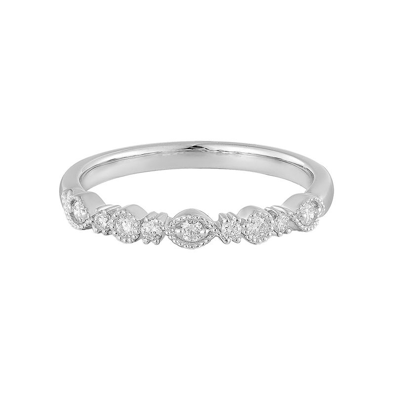 14K White Gold Round Natural Diamond  Wedding Band MZ12112