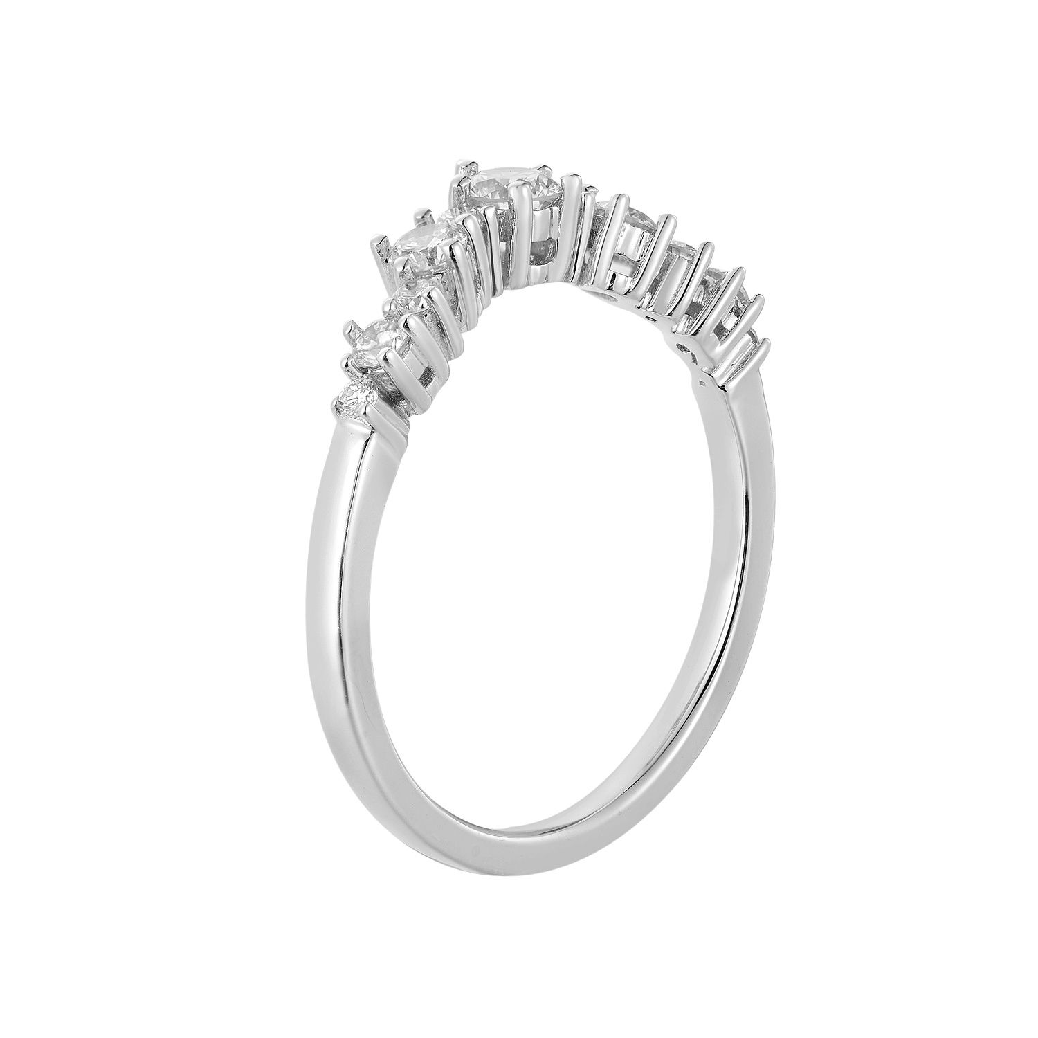 14K White Gold Round Natural Diamond  Wedding Band MZ1440