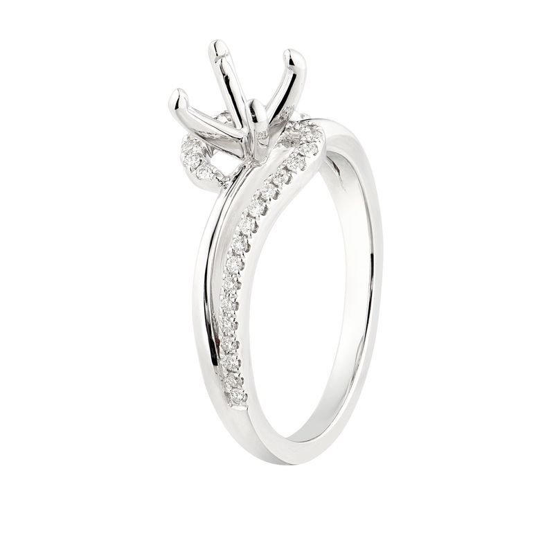 14K White Gold Split Shank Engagement Ring MZ2005 Natural Diamond