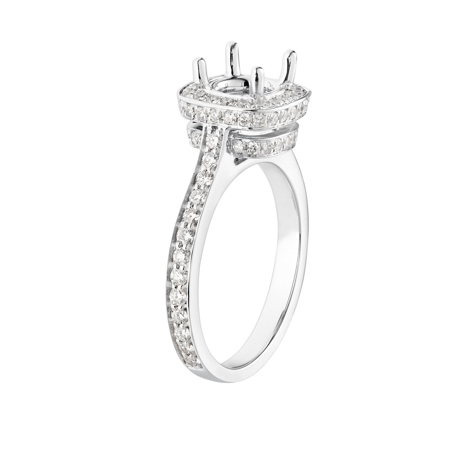 14k White Gold Halo Natural Diamond  Engagement Ring MZ6608 Natural Diamond