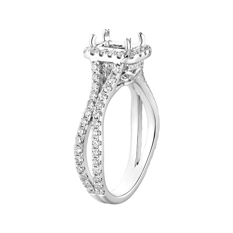 14K White Gold Cushion Halo Natural Diamond  Engagement Ring MZ6583 Natural Diamond