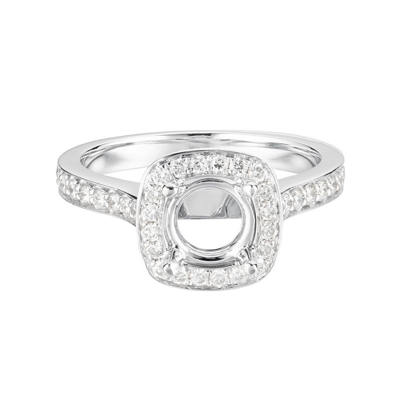 14k White Gold Halo Natural Diamond  Engagement Ring MZ6608 Natural Diamond