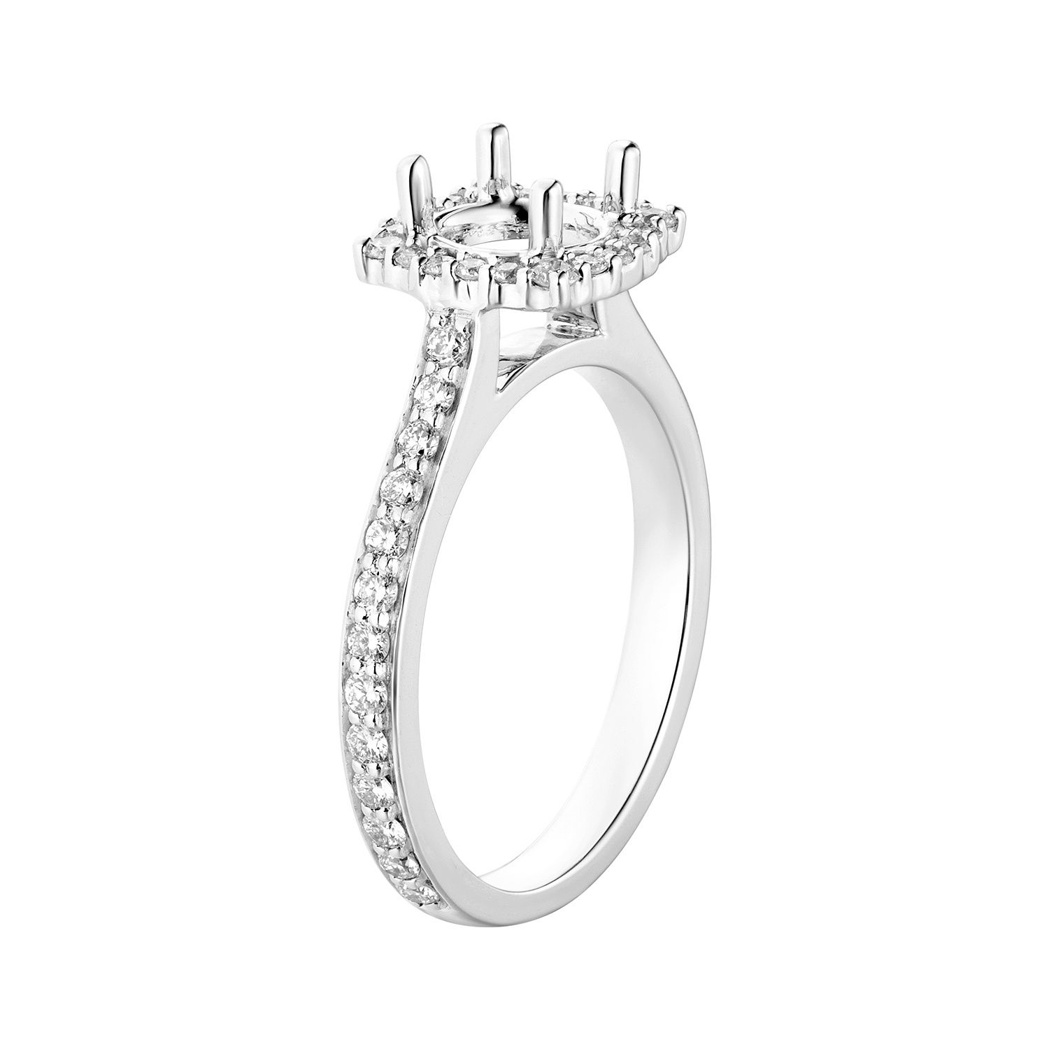 14K White Gold Fancy Halo Natural Diamond Engagement Ring MZ6605