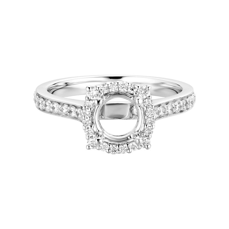14K White Gold Fancy Halo Natural Diamond Engagement Ring MZ6605