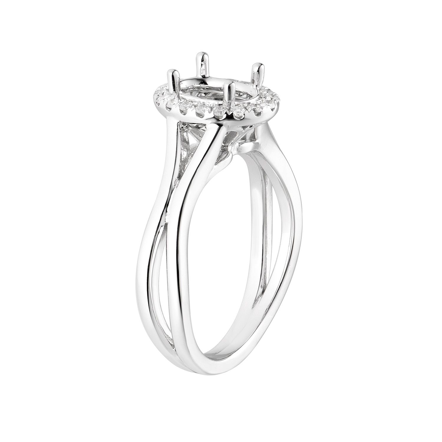 14K White Gold Oval Halo Natural Diamond Engagement Ring MZ6578