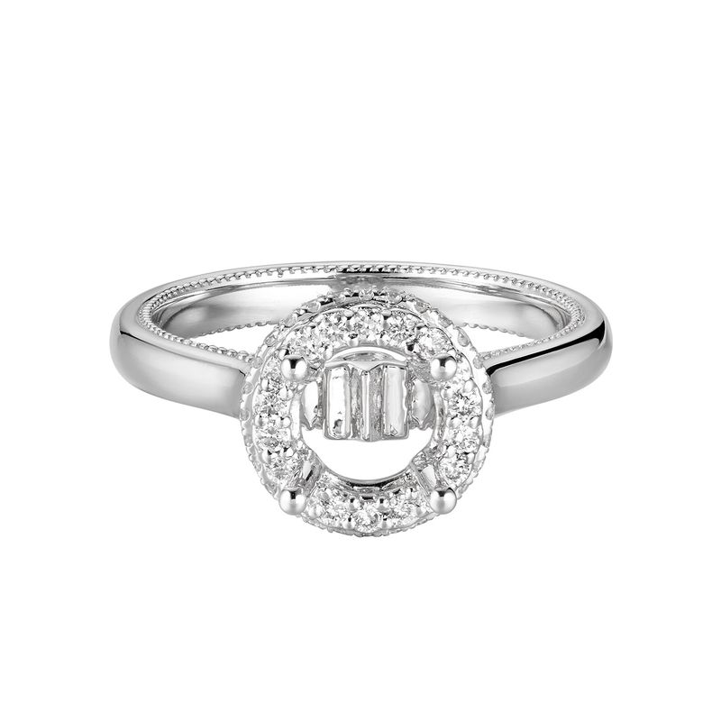 14K White Gold Round Halo Natural Diamond Engagement Ring MZ6430