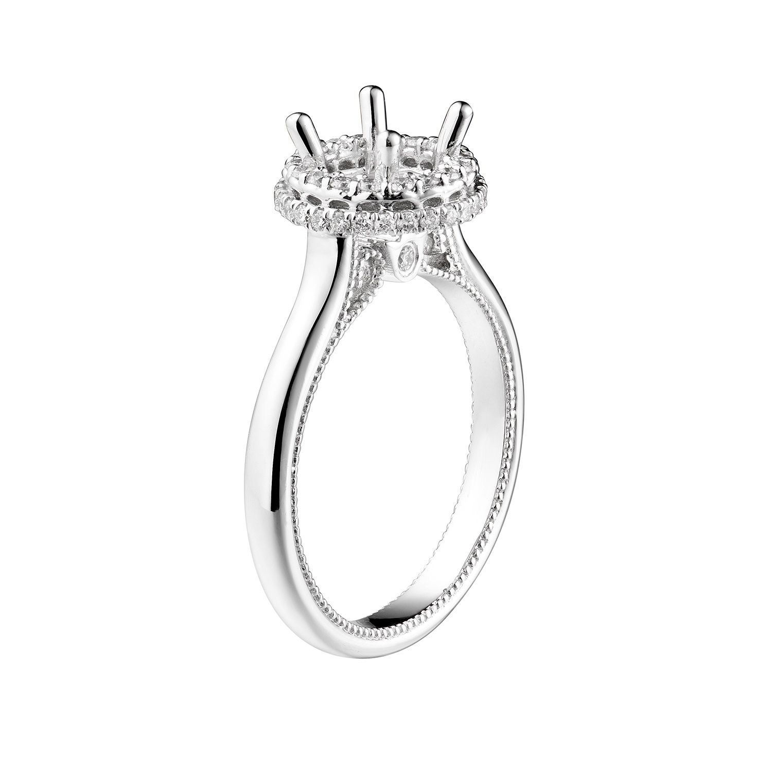 14K White Gold Round Halo Natural Diamond Engagement Ring MZ6430