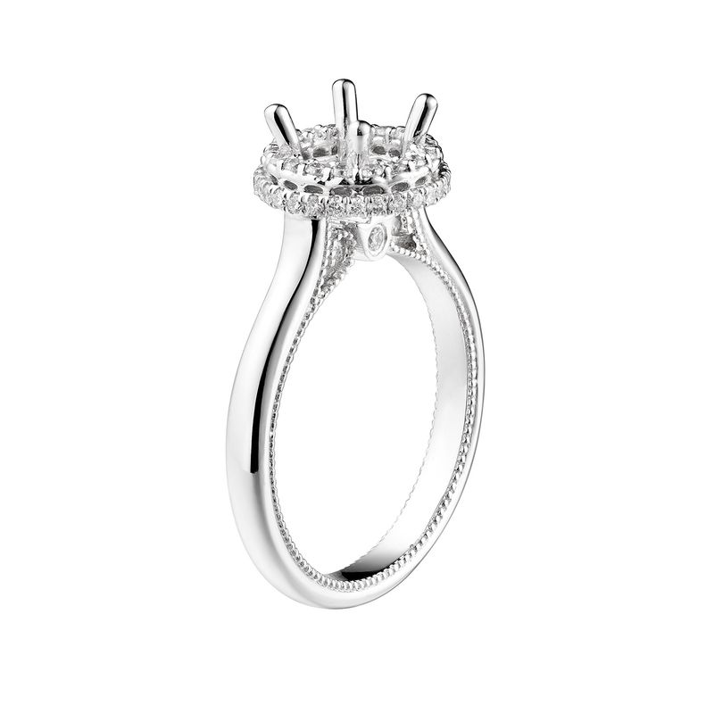 14K White Gold Round Halo Natural Diamond Engagement Ring MZ6430