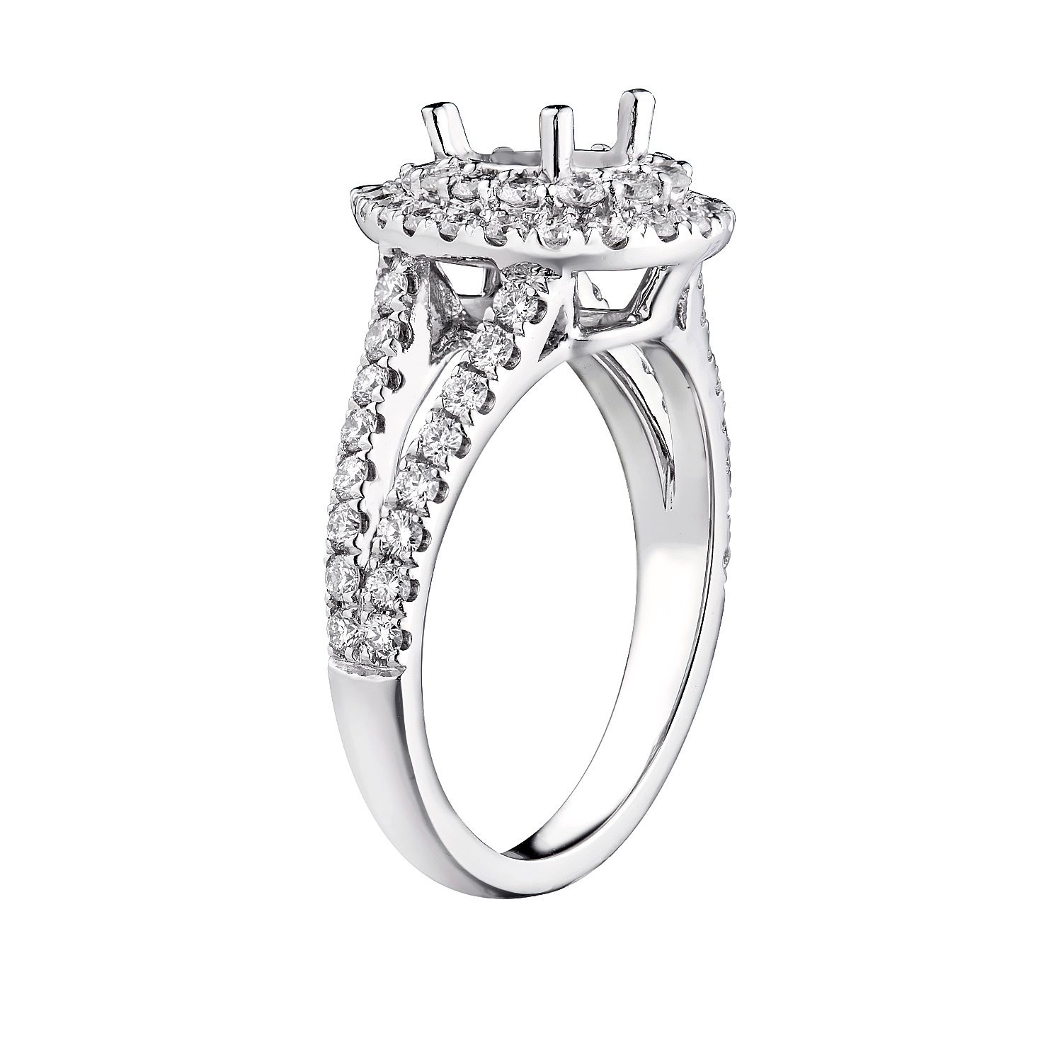 14K White Gold Pear Shape Double Halo Engagement Ring MZ6384 Natural Diamond