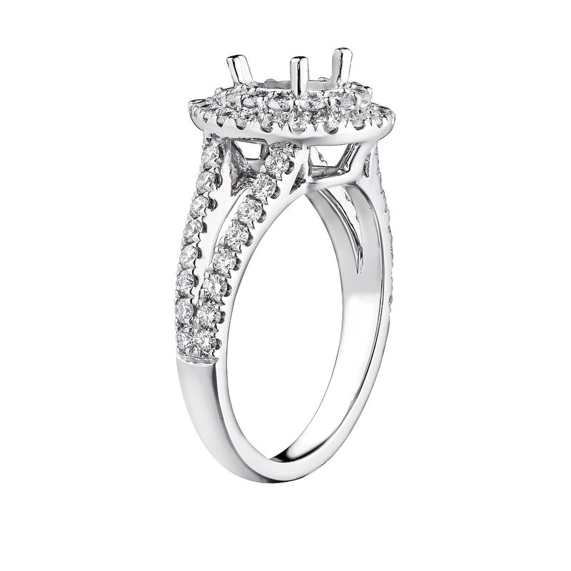 14K White Gold Pear Shape Double Halo Engagement Ring MZ6384 Natural Diamond