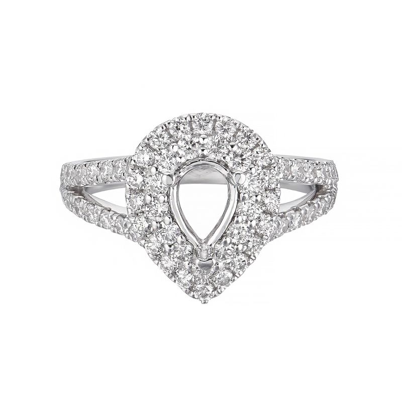 14K White Gold Pear Shape Double Halo Engagement Ring MZ6384 Natural Diamond