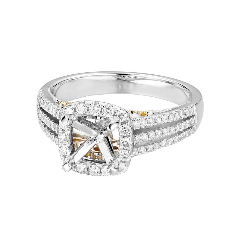 14K White Gold Cushion Halo Natural Diamond Engagement Ring MZ6333