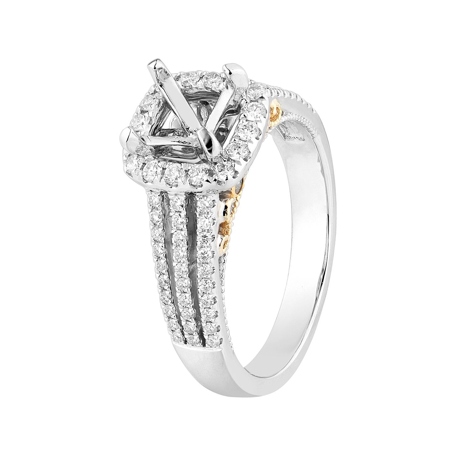 14K White Gold Cushion Halo Natural Diamond Engagement Ring MZ6333