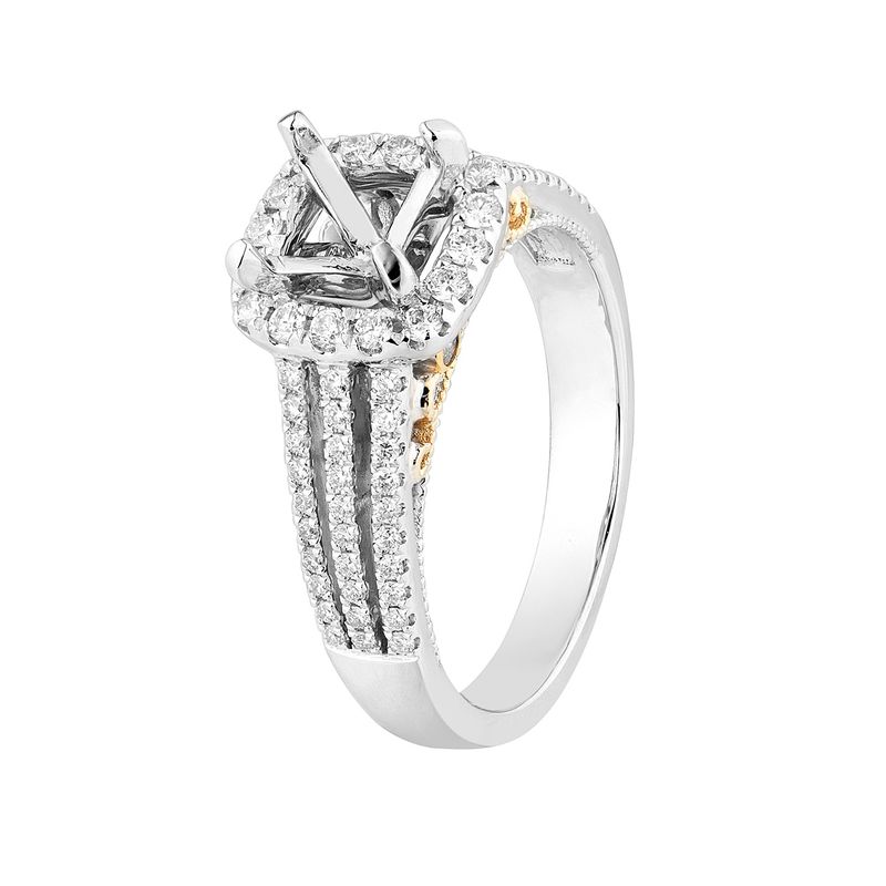 14K White Gold Cushion Halo Natural Diamond Engagement Ring MZ6333