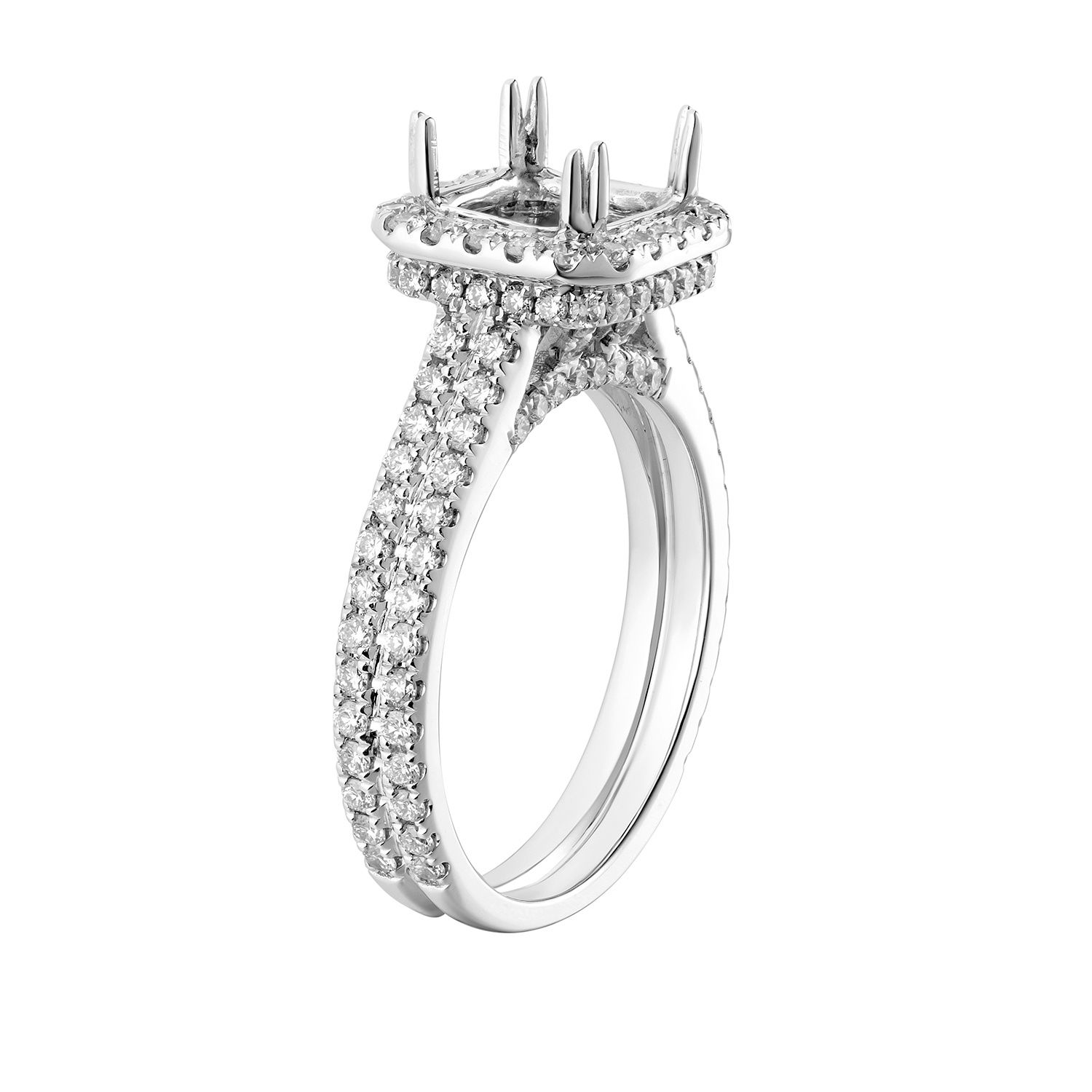 14k White Gold Cushion Halo Engagement Ring MZ5918 Natural Diamond