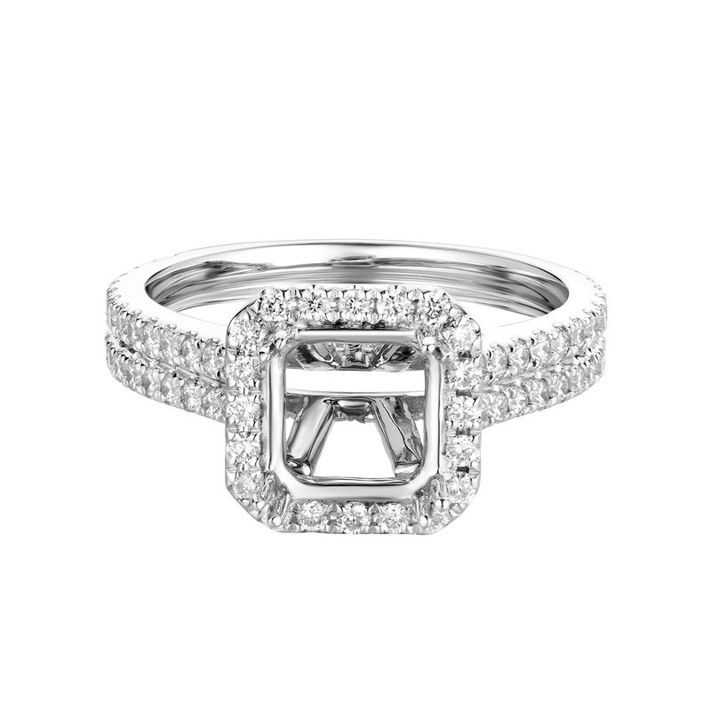 14k White Gold Cushion Halo Engagement Ring MZ5918 Natural Diamond