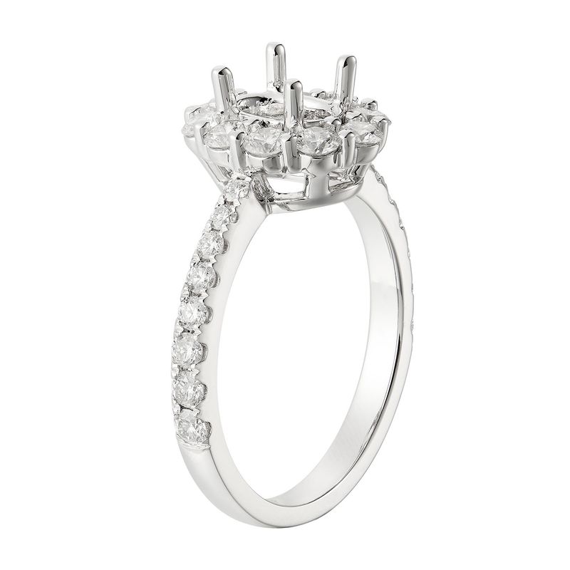 14K White Gold Oval Center Halo Natural Diamond Engagement Ring MZ6383