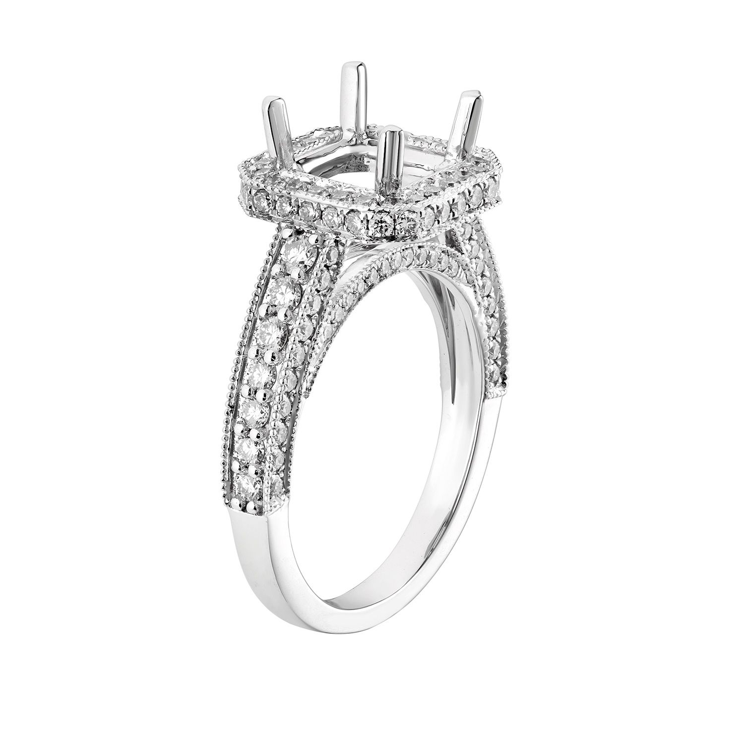 14K White Gold Cushion Halo Natural Diamond Engagement Ring MZ5915